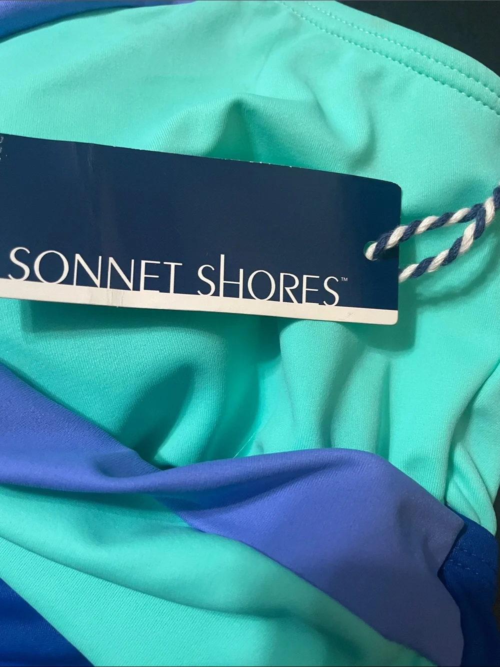 Girls' Colorblock Blue & Mint Swim Top  Sz.16 young girls NWT adjustable straps